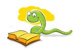 Illustrated Cartoon Snake Reading Book